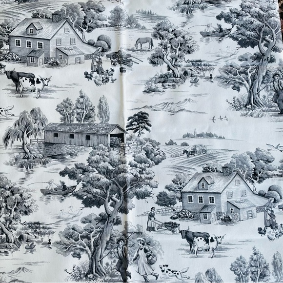 Vtg Home Collections Black White Toile Fabric 56 In X 72 In Madison Ave Designs - Picture 1 of 3